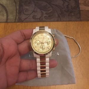 Michael Kors white and gold watch